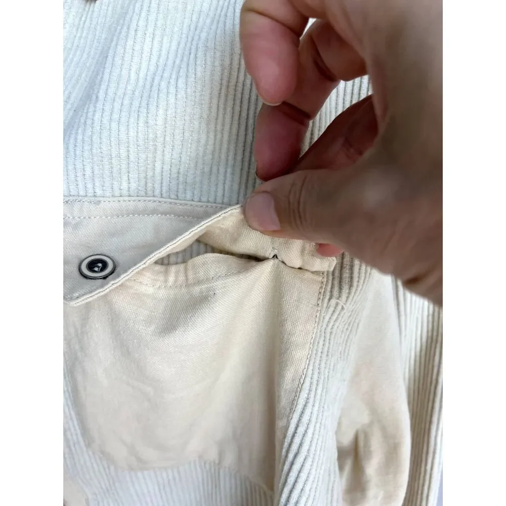 Thread & Supply Corduroy Beige Cream Shacket Shirt Jacket Size S Utility Unisex